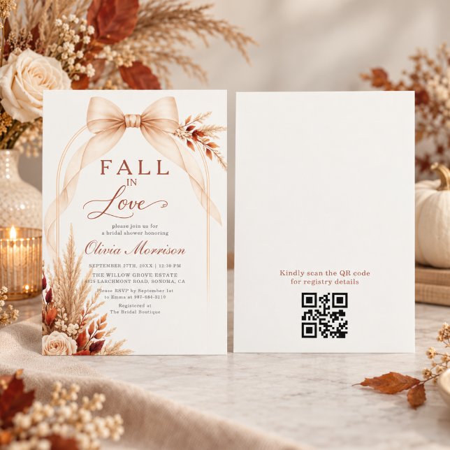 Invitación Código QR de Despedida de Soltera Bow Fall In Love (Subido por el creador)