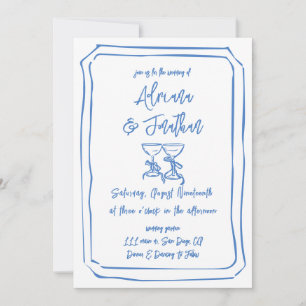 Invitación Código Qr de detalles de boda dibujados a mano en