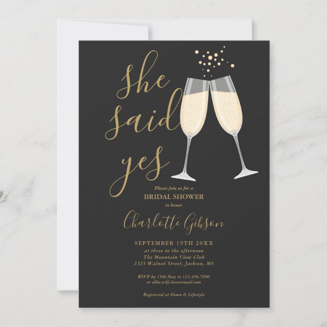 Invitación Código QR de Ella Dijo Sí Despedida de Soltera Neg (Anverso)