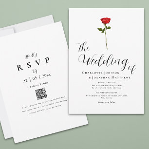 Invitación Código QR de escritura elegante rosa roja minimali