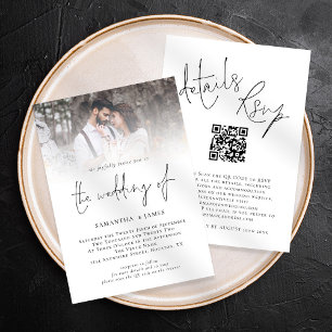 Invitación Código QR de Escritura Moderna Foto Todo en Uno Bo