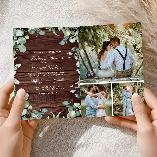 Invitación Código QR de Eucalipto Moderno Madera Rústica Boda (Subido por el creador)
