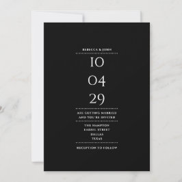 Invitación Código QR de fecha de Boda blanco y negro minimali