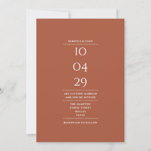 Invitación Código QR de fecha de boda de terracota minimalist
