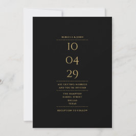 Invitación Código QR de fecha de Boda minimalista en negro y 