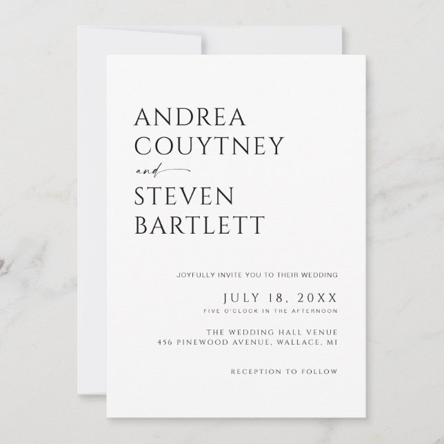 Invitación Código QR de Foto Boda en Blanco y Negro (Anverso)