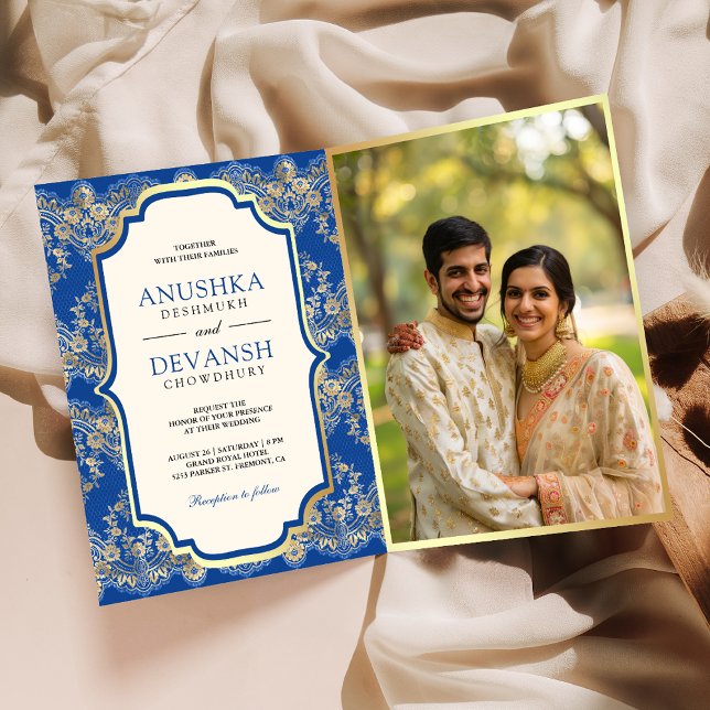 Invitación Código QR de Foto Bodas Indias Azul Real con Borda (Subido por el creador)