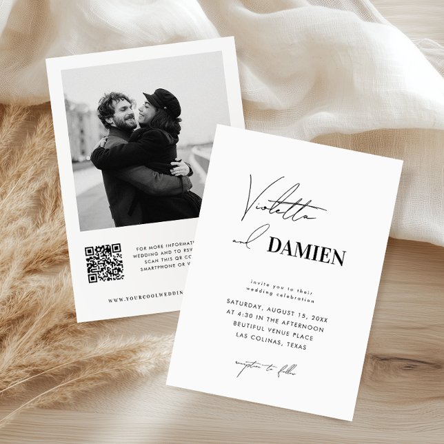 Invitación Código QR de foto con diferentes fuentes minimalis (Subido por el creador)