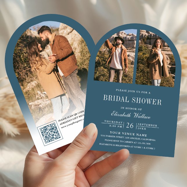 Invitación Código QR de Foto de Arco Azul Polvoriento para De (Subido por el creador)