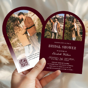 Invitación Código QR de foto de arco de Borgoña para despedid