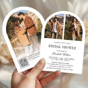 Invitación Código QR de foto de arco en blanco y negro para d