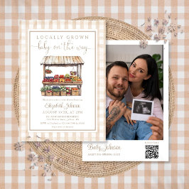 Invitación Código QR de foto de Baby Shower neutral de crecim