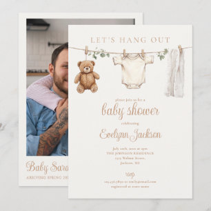 Invitación Código QR de foto de baby shower neutral de tended