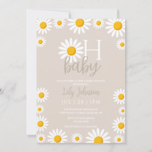 Invitación Código QR de foto de Baby Shower Oh Baby Daisy Neu