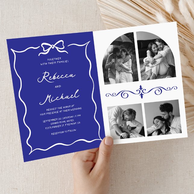 Invitación Código QR de Foto de Boda con Lazo Blanco Dibujado (Subido por el creador)