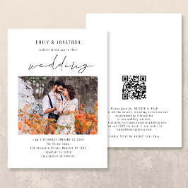 Invitación Código QR de Foto de Boda con Letra Moderna