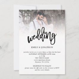 Invitación Código QR de Foto de Boda con Letra Moderna y Artí