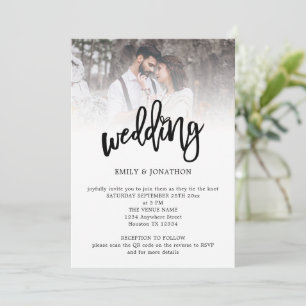 Invitación Código QR de Foto de Boda con Letra Moderna y Artí