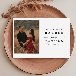 Invitación Código QR de Foto de Boda con Letra Romántica