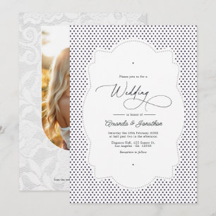 Invitación Código QR de foto de boda con marco de encaje de l