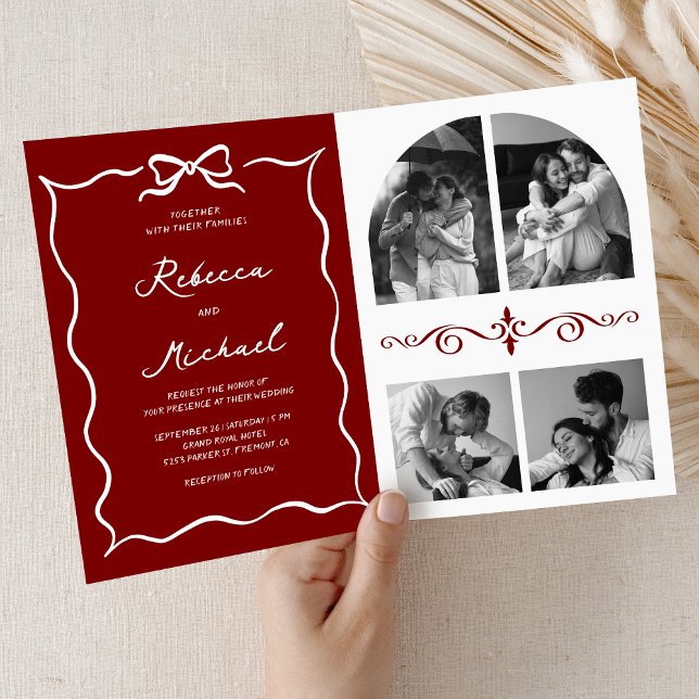 Invitación Código QR de foto de boda de arco blanco dibujado  (Subido por el creador)