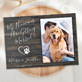 Invitación Código QR de foto de boda de mascota rústica para 
