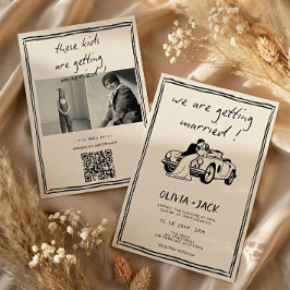 Invitación Código QR de foto de boda de niños que se casan