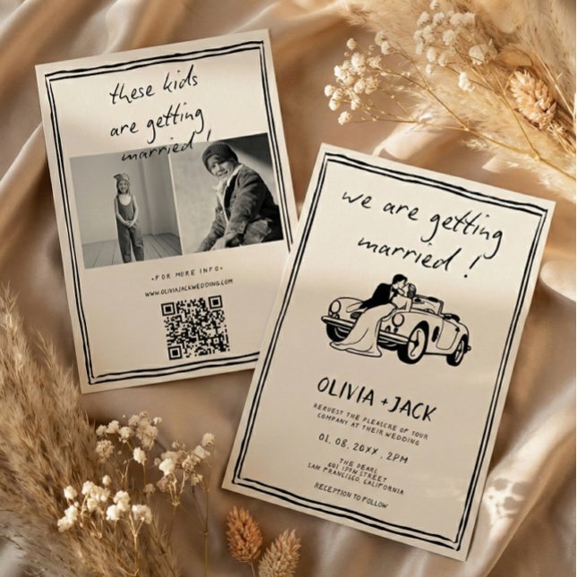 Invitación Código QR de foto de boda de niños que se casan (Subido por el creador)