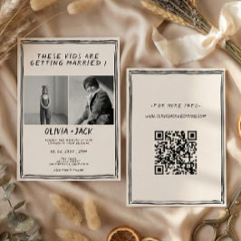 Invitación Código QR de Foto de Boda de Niños que se Casan