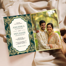 Código QR de Foto de Boda India con Encaje Dorado