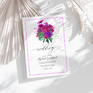 Invitación Código QR de Foto de Boda Moderna en Fucsia Vibran
