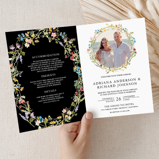 Invitación Código QR de foto de boda salvaje boho rústico en  (Subido por el creador)