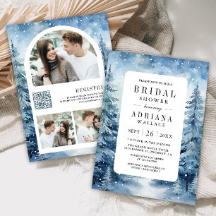 Invitación Código QR de Foto de Bosque Invernal Nevado para D