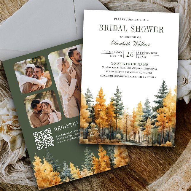 Invitación Código QR de Foto de Bosque Otoñal Rústico para De (Subido por el creador)