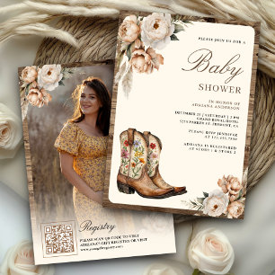 Invitación Código QR de Foto de Botas de Vaquero del Oeste pa