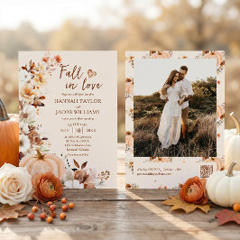 Invitación Código QR de Foto de Calabaza para Boda de Enamora