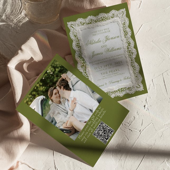 Invitación Código QR de foto de dinero antiguo verde oliva de (Subido por el creador)