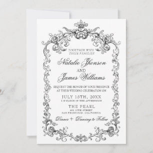 Invitación Código QR de foto de dinero viejo blanco y negro B