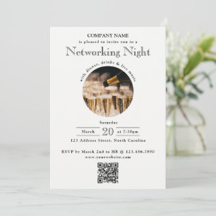 Invitación Código QR de foto de evento de cena de networking 