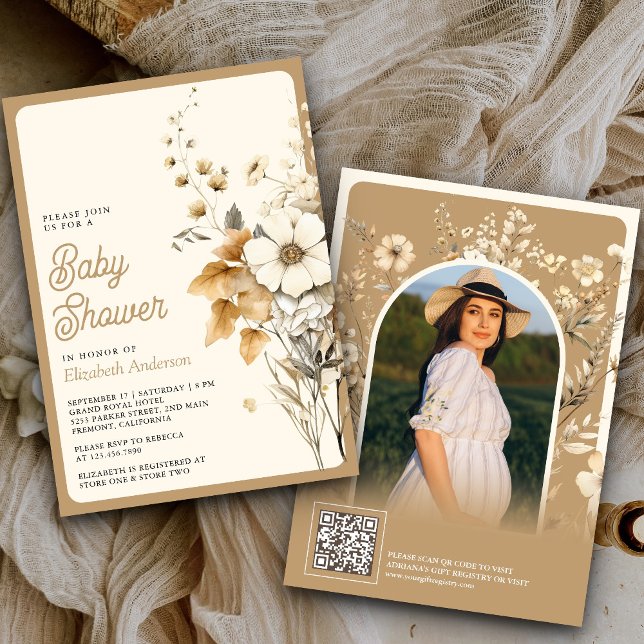 Invitación Código QR de Foto de Flores Silvestres de Otoño pa (Subido por el creador)