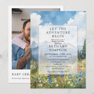 Invitación Código QR de foto de montaña de aventura Baby Show