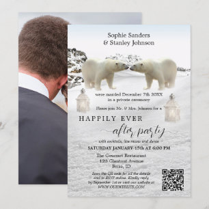 Invitación Código QR de foto de oso polar después de la invit