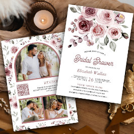Invitación Código QR de foto de rosas rosadas polvorientas pa