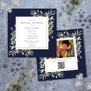 Invitación Código QR de Foto de Vegetación Azul Marítimo para