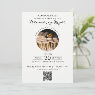 Invitación Código QR de foto del evento de cena de networking