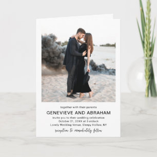 Invitación Código QR de Foto en Blanco y Negro Limpio Boda Mo