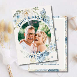 Invitación Código QR de foto floral azul románica