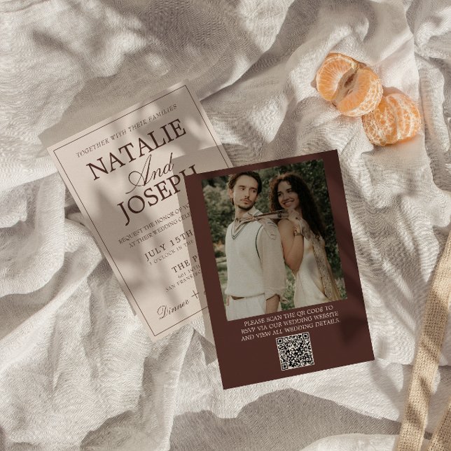 Invitación Código QR de foto marrón chocolate dinero antiguo  (Subido por el creador)