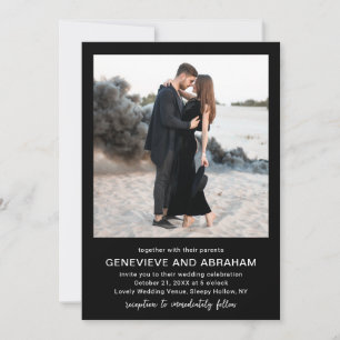 Invitación Código QR de Foto Negra Limpia Boda Moderna