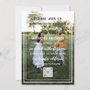 Invitación Código QR de Foto Personalizada Monograma en Marco